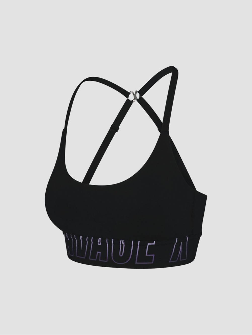 Savage X Fenty band it low impact logo sports bra black caviar purple lavender
